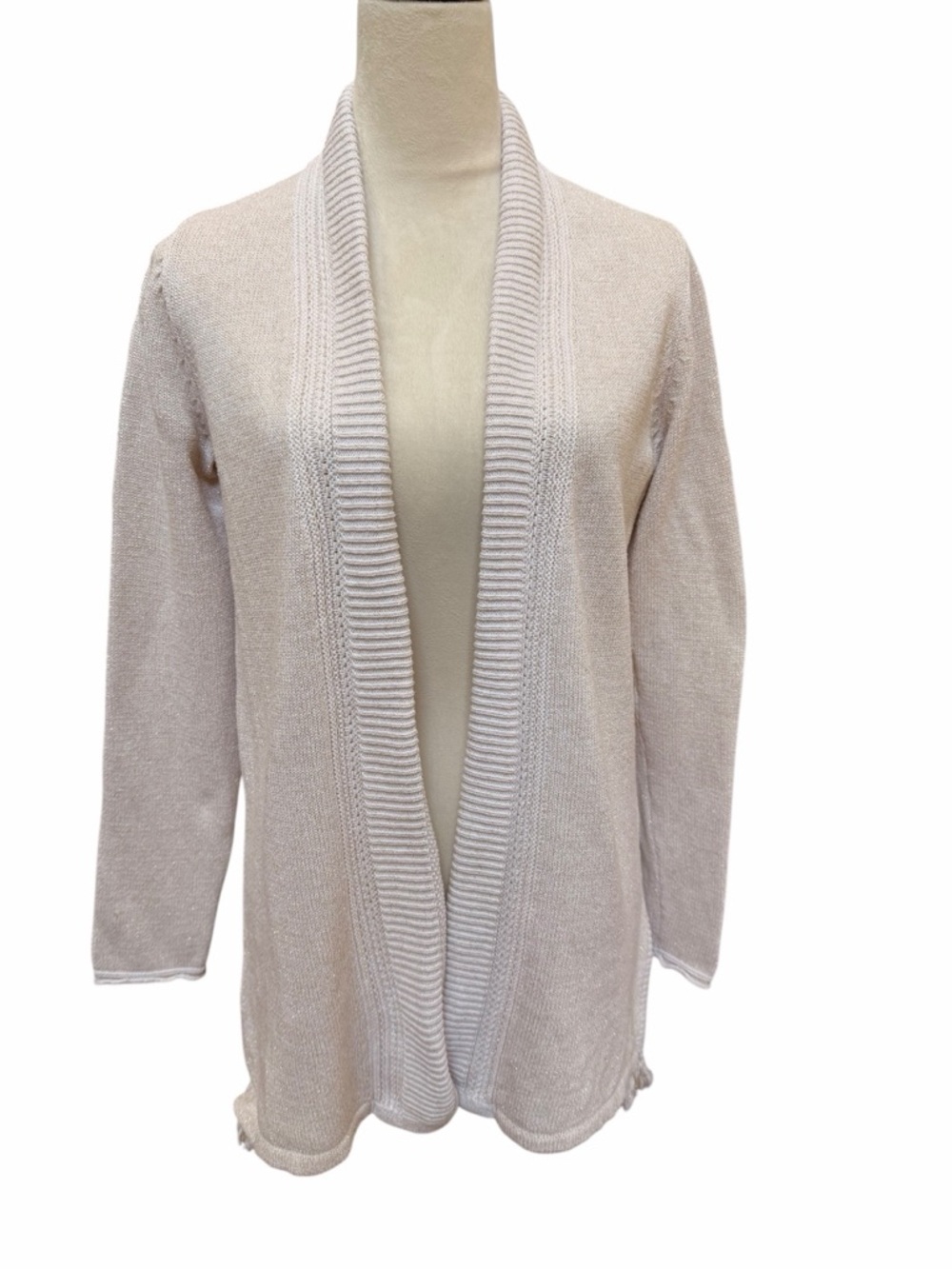 Lilly Pulitzer Women’s Medium Open Front Cream Gold Women's Cardigan Sweater